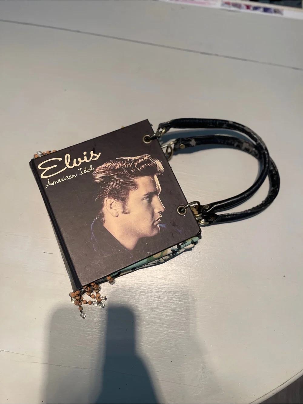 Novelty Black Elvis-Themed Hardcover Book Handbag